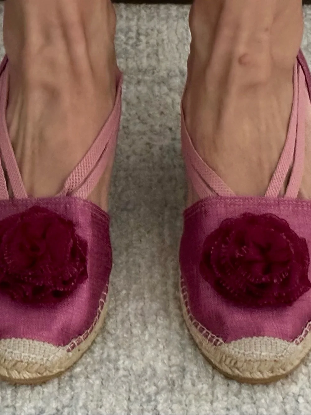 Vidorreta Pink Floral Espadrille Wedge Sandals  made in Spain size 40/9us